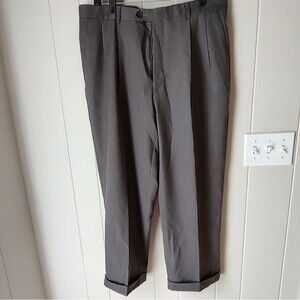Angelo Rossi Mens Classic Gray Pleated Trousers 38 x 32